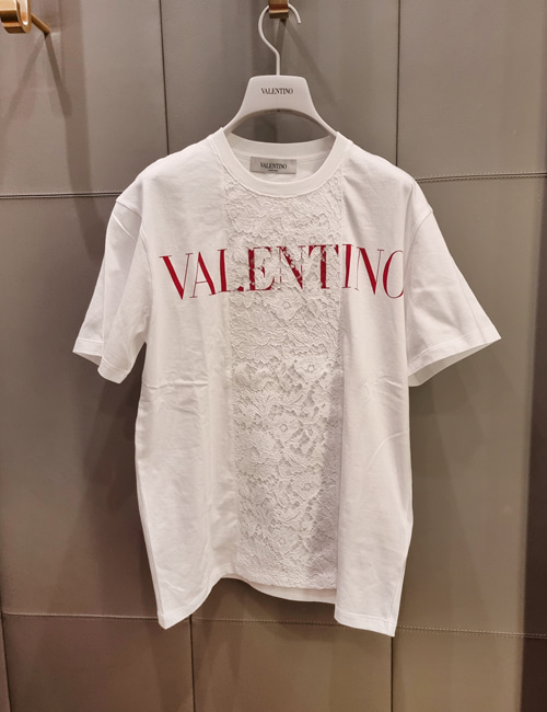 발렌티노 헤비 레이스 티셔츠(화이트&amp;레드)