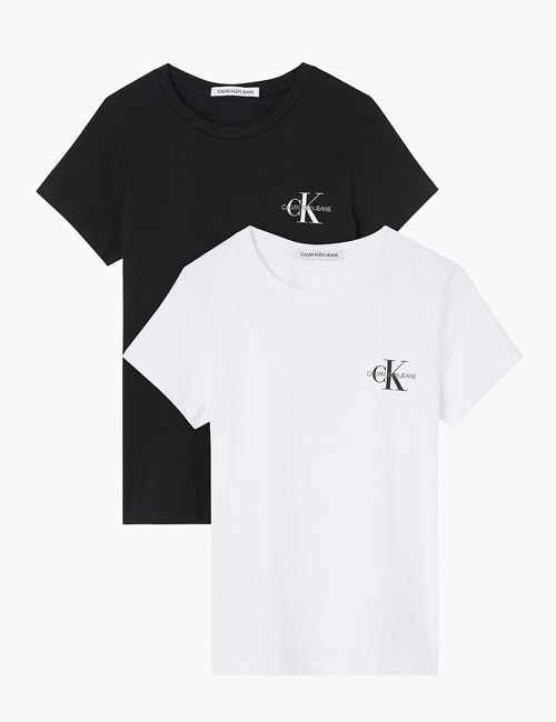 캘빈 클라인 슬림 모노그램 프린트 티셔츠(블랙&amp;화이트/2개세트)